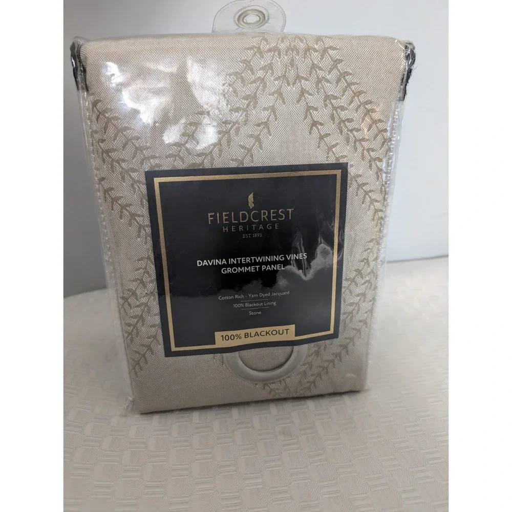 Fieldcrest Heritage Davina Intertwining Vines Blackout Curtain Panel Stone 50x96